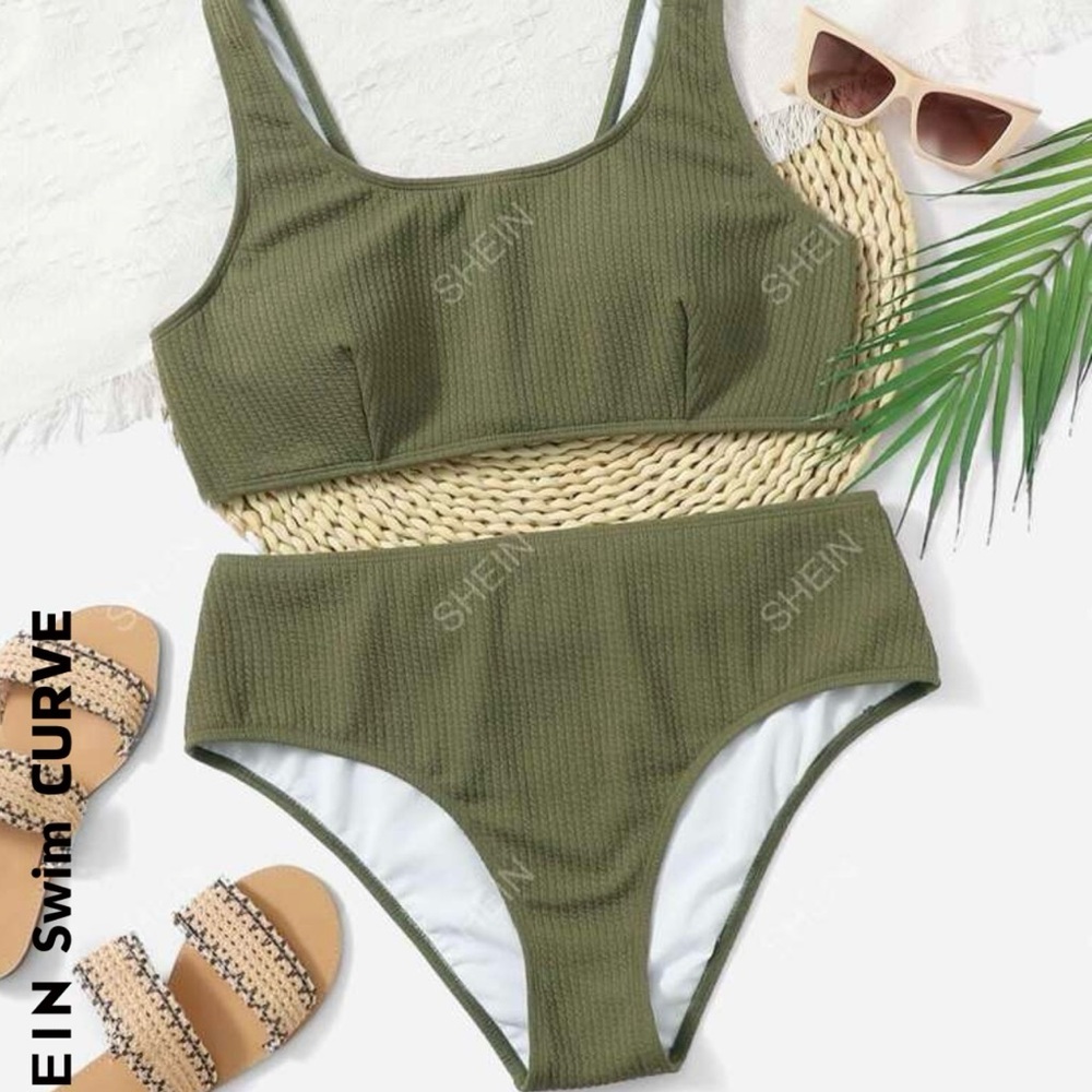 SHEIN Curve Olive Green Bikini Set